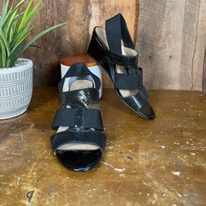 Ellen Tracy Black Wedge Sandal - Size 6